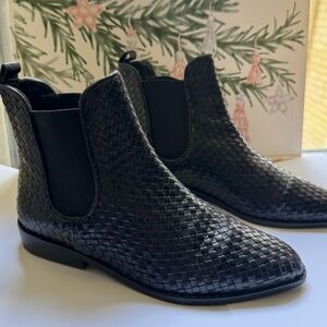 Cole Haan Elegant Black Woven Ankle Boots